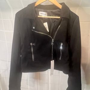 Brand New Women’s Vigoss Cropped Black Motorcycle Jacket Size Small